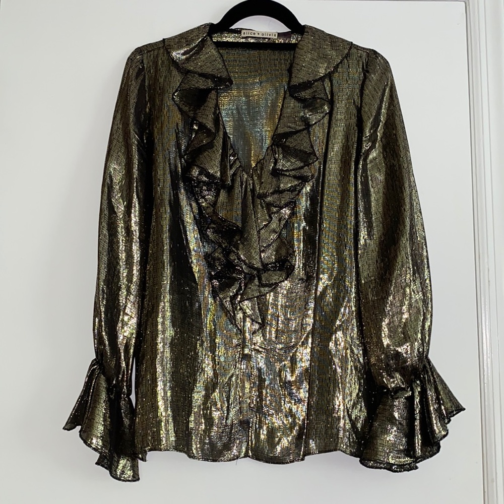 Alice + Olivia black/gold& silver blouse!